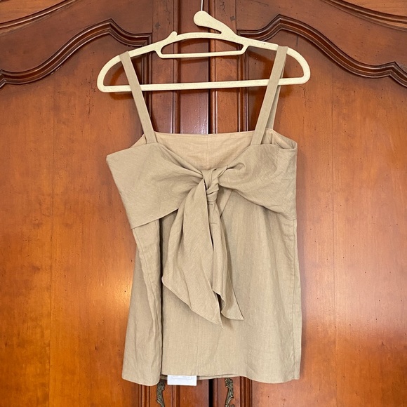 NWT Theory Tie Back Top Sandalwood New Crunch | Size M - Picture 8 of 13